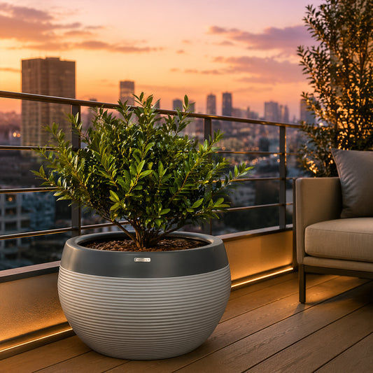 GARDENCIA FRP 004 Premium FRP Round Planter, Planters for Home Decor, Indoor Plant Pot, Flower Pot for Living Room, Outdoor Flower Pots for Garden