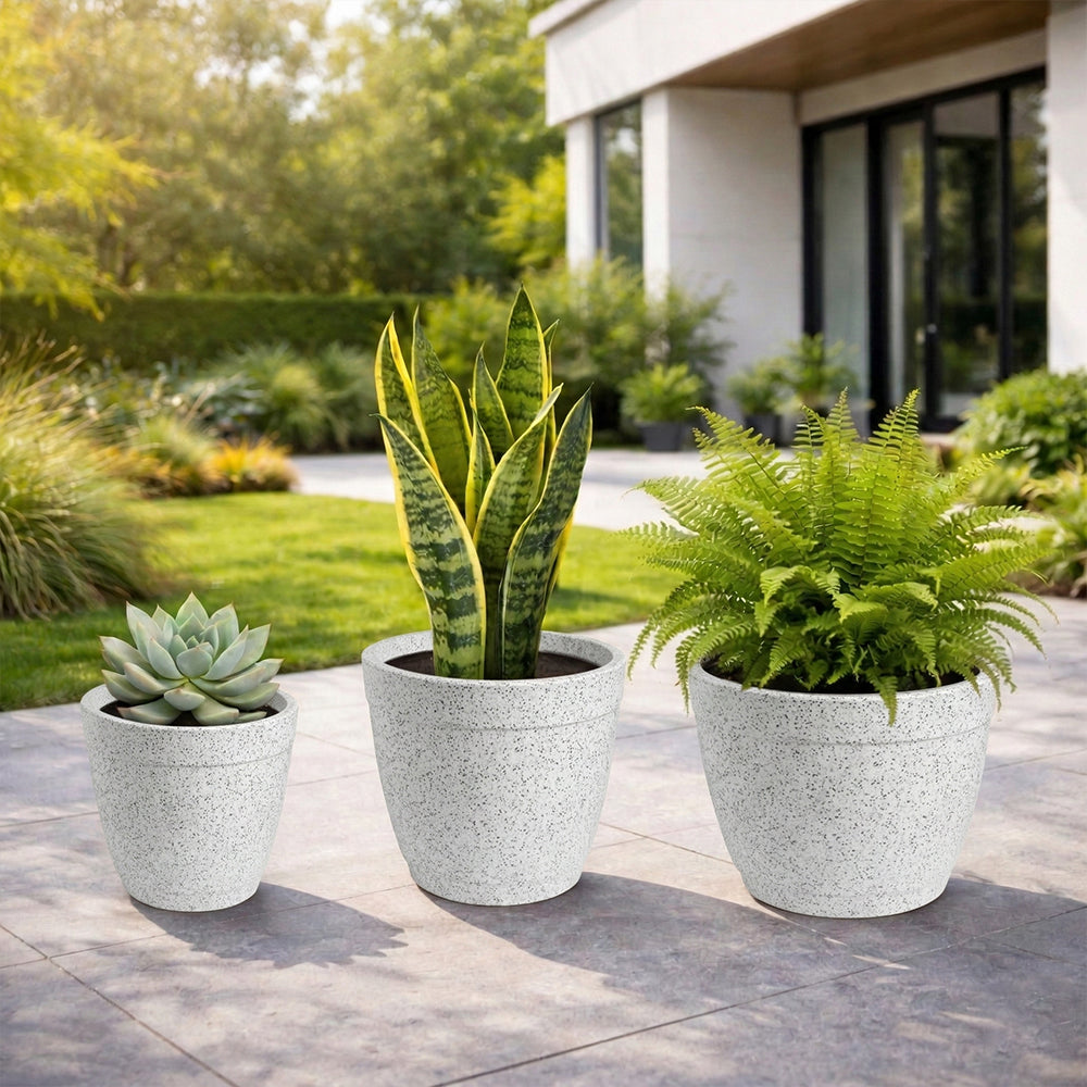 GARDENCIA Roto Candy Pot Combo - 9"x8"/ 11"X10" / 13"X10" Round Planter Pot with Drainage Plug, UV Resistant, Lightweight Pot for Indoor & Outdoor Gardening wit Dot Finish Colour Planter for Home, Garden, Balcony, Patio & Terrace