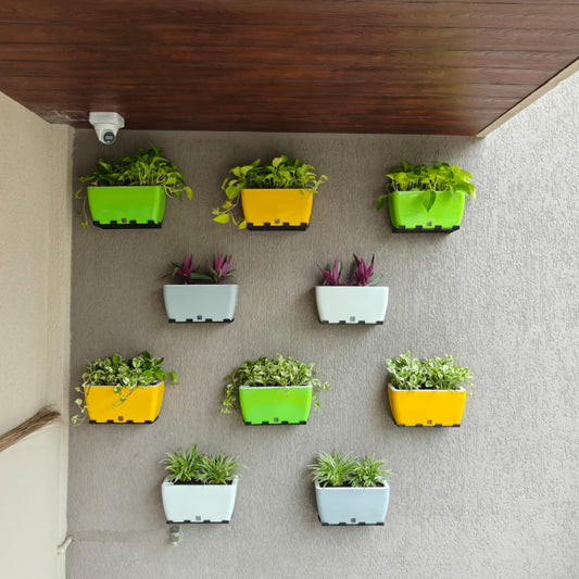GARDENCIA Recta Big Rectangle Planter 14" with Wall Stand