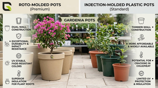 Roto molded pots vs plastic pots comparison for outdoor planters, Choosing the right pot for indoor and outdoor plants 
