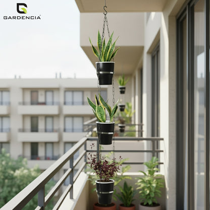 GARDENCIA Cone Self Watering Pot 6 Inch with Hanging Chain Modern Hanging Planter for Indoor & Outdoor Plants, Durable Plastic Pot Ideal for Balcony, Home & Office Decor