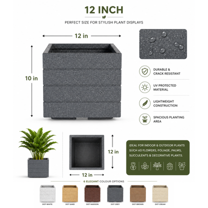 GARDENCIA ROTO SQUARE Pot Combo – Square Planter with Dot Finish Colour