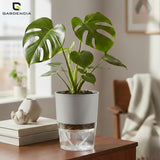 Gardencia Lobello 4/6/8 Inch Self Watering Plastic Flower Pot Cotton Rope Watering Small Plant Pot - Indoor Planters for Home Decor, Living Room, Kitchen, Bedroom, Office Desk, Gifting - Plants Not Included
