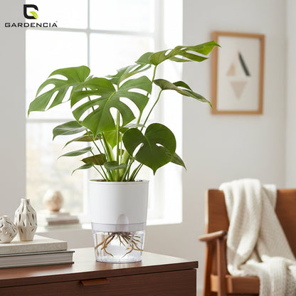 Gardencia Lobello 4/6/8 Inch Self Watering Plastic Flower Pot Cotton Rope Watering Small Plant Pot - Indoor Planters for Home Decor, Living Room, Kitchen, Bedroom, Office Desk, Gifting - Plants Not Included