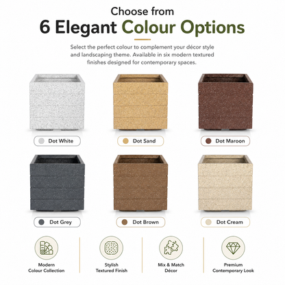 GARDENCIA ROTO SQUARE Pot Combo – Square Planter with Dot Finish Colour