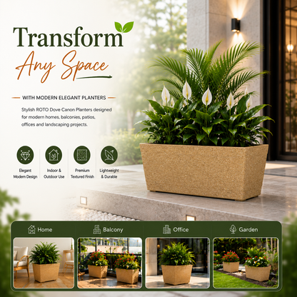 Gardencia Roto Dove Canon Rectangle Planter with Dot Finish Color