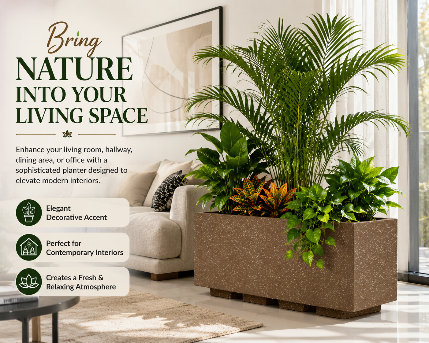 Gardencia Roto Box Tray Rectangular Planter with Dot Finish Color