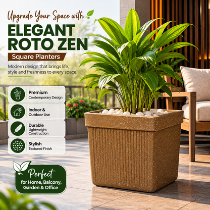 GARDENCIA ROTO ZEN 01  Square Planter Pot – with Dot Finish Colour