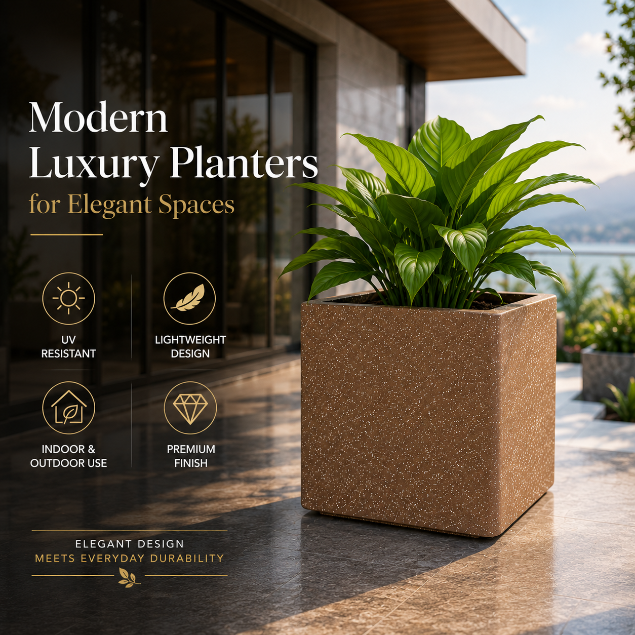 GARDENCIA ROTO BOX – Square Planter with Dot Finish Colour