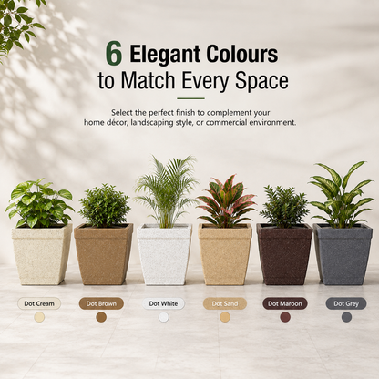GARDENCIA ROTO DOVE – Square Planter with Dot Finish Colour