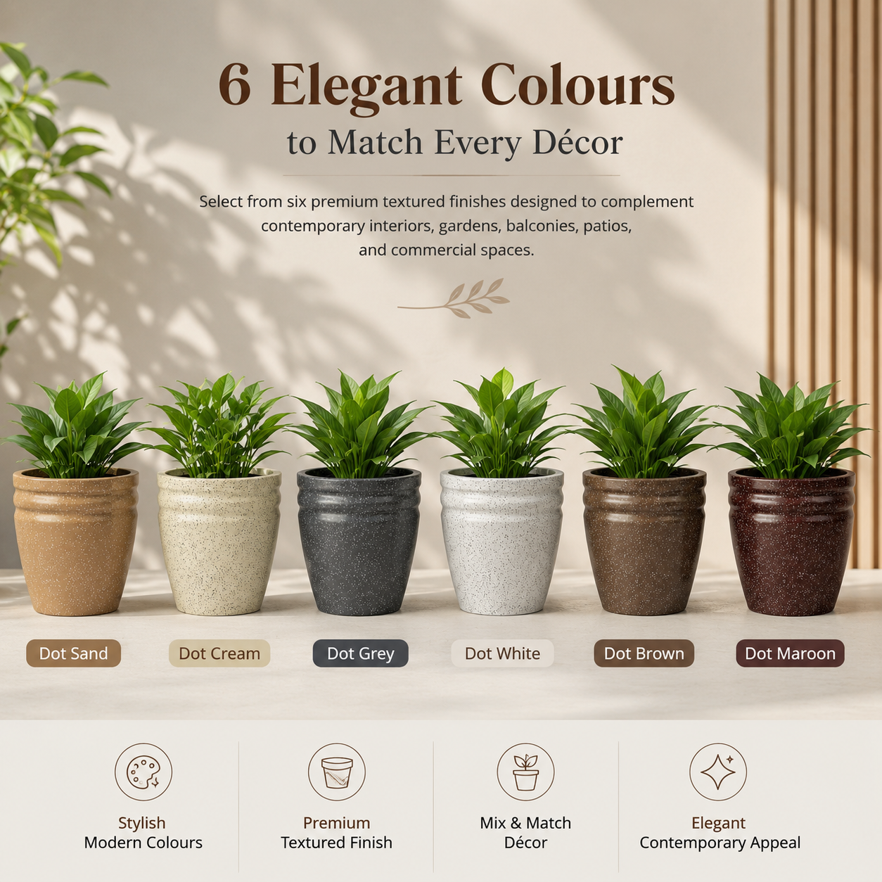 GARDENCIA ROTO RCD Round Planter with Dot Finish Color