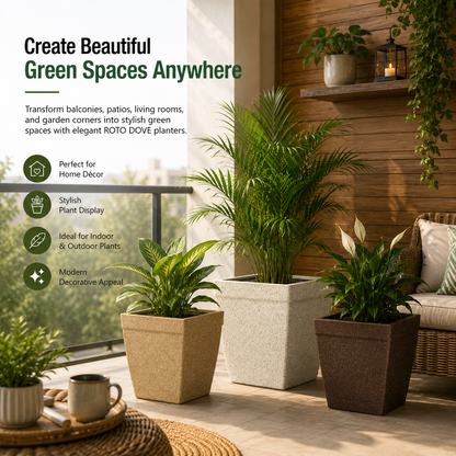 GARDENCIA ROTO DOVE – Square Planter with Dot Finish Colour