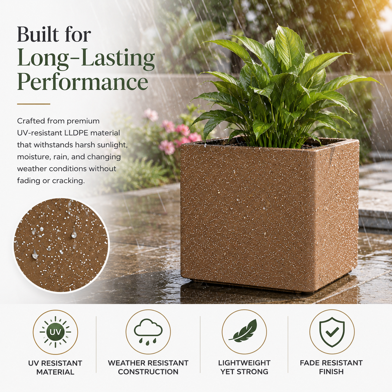 GARDENCIA ROTO BOX – Square Planter with Dot Finish Colour