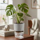 Gardencia Lobello 4/6/8 Inch Self Watering Plastic Flower Pot Cotton Rope Watering Small Plant Pot - Indoor Planters for Home Decor, Living Room, Kitchen, Bedroom, Office Desk, Gifting - Plants Not Included
