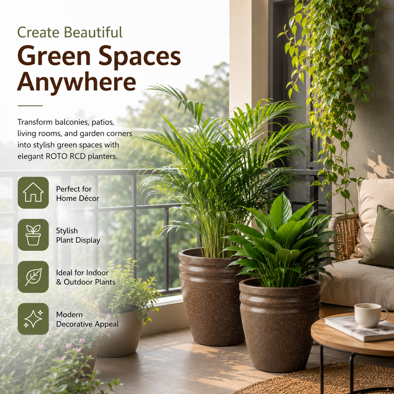 GARDENCIA ROTO RCD Round Planter with Dot Finish Color
