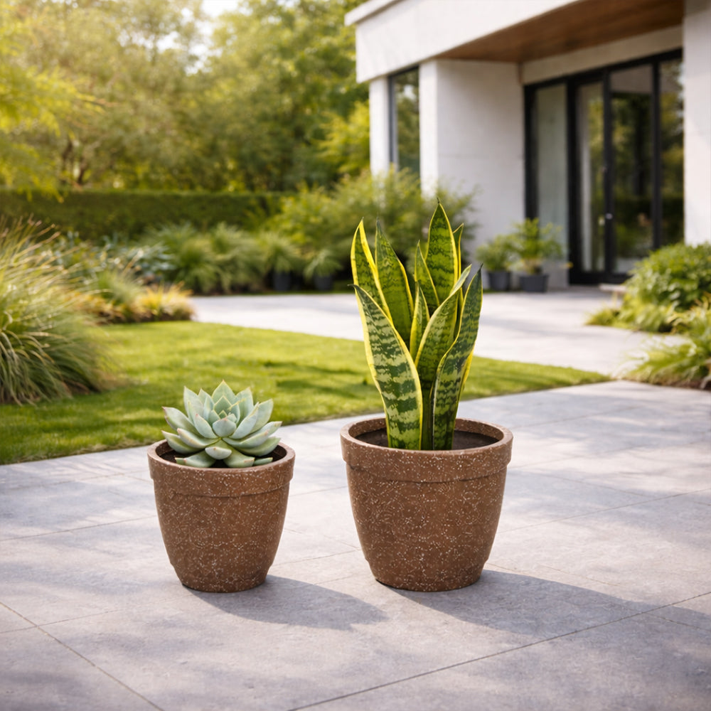 GARDENCIA Roto Candy Pot Combo - 9"x8"/ 11"X10"  Round Planter Pot with Drainage Plug, UV Resistant, Lightweight Pot for Indoor & Outdoor Gardening wit Dot Finish Colour Planter for Home, Garden, Balcony, Patio & Terrace