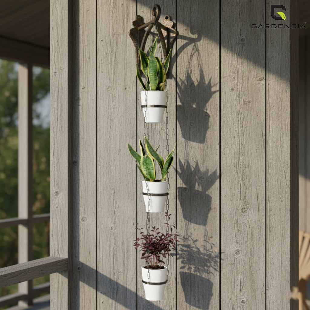GARDENCIA Cone Self Watering Pot 6 Inch with Hanging Chain Modern Hanging Planter for Indoor & Outdoor Plants, Durable Plastic Pot Ideal for Balcony, Home & Office Decor