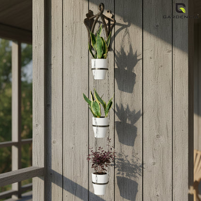 GARDENCIA Cone Self Watering Pot 6 Inch with Hanging Chain Modern Hanging Planter for Indoor & Outdoor Plants, Durable Plastic Pot Ideal for Balcony, Home & Office Decor
