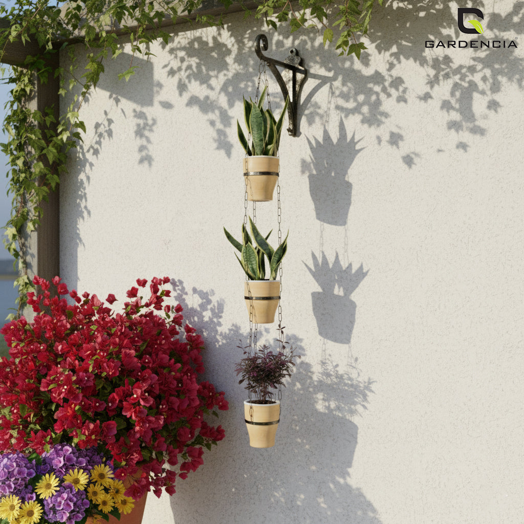 GARDENCIA Cone Self Watering Pot 6 Inch with Hanging Chain Modern Hanging Planter for Indoor & Outdoor Plants, Durable Plastic Pot Ideal for Balcony, Home & Office Decor
