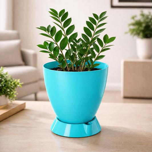 GARDENCIA Convex 8"/10"/12" with Smart Tray Self Watering Plant Pot | Large Plastic Planter with Drainage | UV Protected Polypropylene Flower Pot for Indoor Outdoor Garden