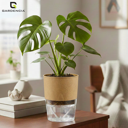 Gardencia Lobello 4/6/8 Inch Self Watering Plastic Flower Pot Cotton Rope Watering Small Plant Pot - Indoor Planters for Home Decor, Living Room, Kitchen, Bedroom, Office Desk, Gifting - Plants Not Included