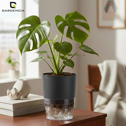 Gardencia Lobello 4/6/8 Inch Self Watering Plastic Flower Pot Cotton Rope Watering Small Plant Pot - Indoor Planters for Home Decor, Living Room, Kitchen, Bedroom, Office Desk, Gifting - Plants Not Included