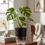 Gardencia Lobello 4/6/8 Inch Self Watering Plastic Flower Pot Cotton Rope Watering Small Plant Pot - Indoor Planters for Home Decor, Living Room, Kitchen, Bedroom, Office Desk, Gifting - Plants Not Included