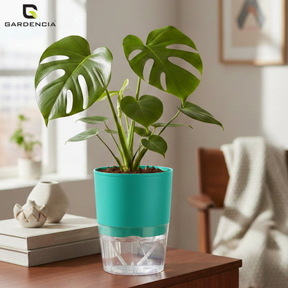 Gardencia Lobello 4/6/8 Inch Self Watering Plastic Flower Pot Cotton Rope Watering Small Plant Pot - Indoor Planters for Home Decor, Living Room, Kitchen, Bedroom, Office Desk, Gifting - Plants Not Included