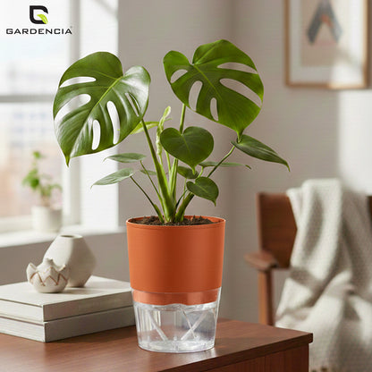 Gardencia Lobello 4/6/8 Inch Self Watering Plastic Flower Pot Cotton Rope Watering Small Plant Pot - Indoor Planters for Home Decor, Living Room, Kitchen, Bedroom, Office Desk, Gifting - Plants Not Included
