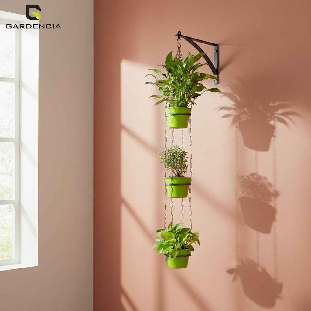 GARDENCIA Cube Self Watering Pot 6 Inch with Hanging Chain Modern Hanging Planter for Indoor & Outdoor Plants, Durable Plastic Pot Ideal for Balcony, Home & Office Decor