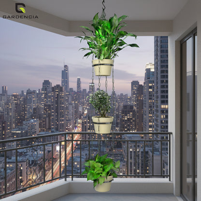 GARDENCIA Cube Self Watering Pot 6 Inch with Hanging Chain Modern Hanging Planter for Indoor & Outdoor Plants, Durable Plastic Pot Ideal for Balcony, Home & Office Decor