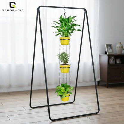 GARDENCIA Cube Self Watering Pot 6 Inch with Hanging Chain Modern Hanging Planter for Indoor & Outdoor Plants, Durable Plastic Pot Ideal for Balcony, Home & Office Decor