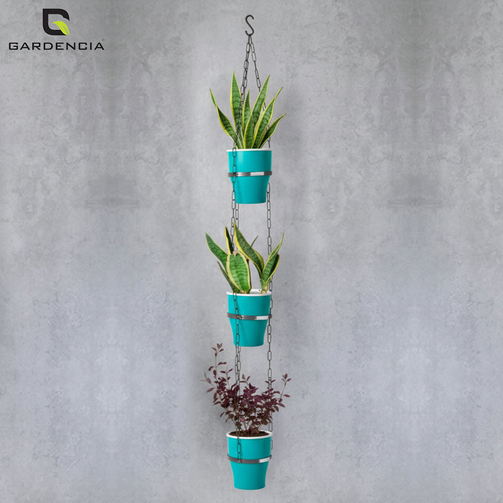 GARDENCIA Cone Self Watering Pot 6 Inch with Hanging Chain Modern Hanging Planter for Indoor & Outdoor Plants, Durable Plastic Pot Ideal for Balcony, Home & Office Decor