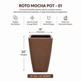 GARDENCIA ROTO MOCHA Pot – Long Square Planter with Dot Finish Colour