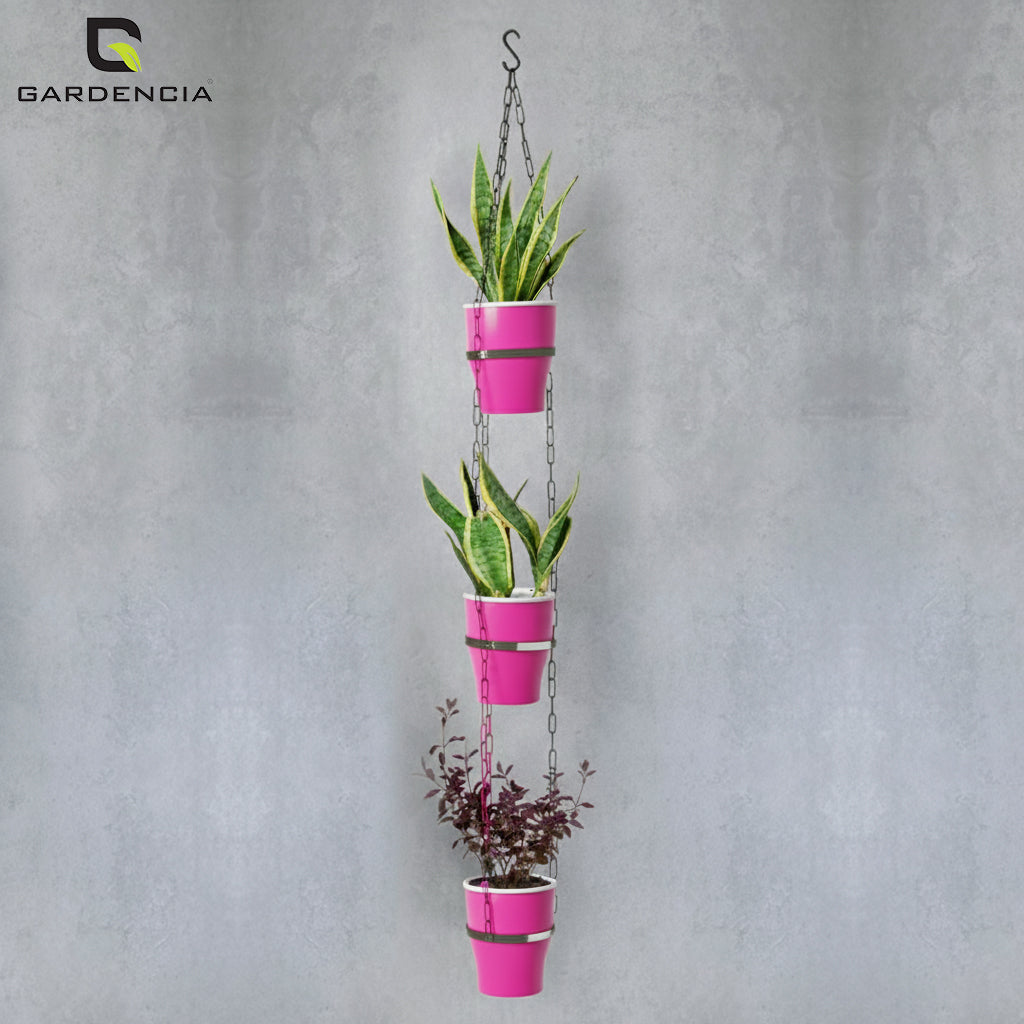 GARDENCIA Cone Self Watering Pot 6 Inch with Hanging Chain Modern Hanging Planter for Indoor & Outdoor Plants, Durable Plastic Pot Ideal for Balcony, Home & Office Decor