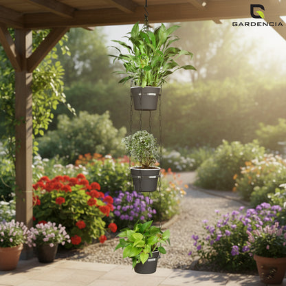 GARDENCIA Cube Self Watering Pot 6 Inch with Hanging Chain Modern Hanging Planter for Indoor & Outdoor Plants, Durable Plastic Pot Ideal for Balcony, Home & Office Decor