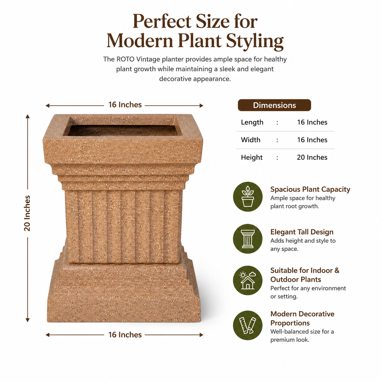 Roto Vintage 01 Self Watering Square Planter