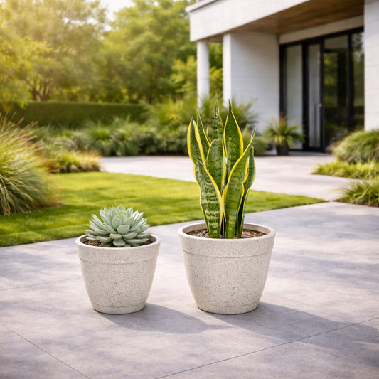 GARDENCIA Roto Candy Pot Combo - 9"x8"/ 11"X10"  Round Planter Pot with Drainage Plug, UV Resistant, Lightweight Pot for Indoor & Outdoor Gardening wit Dot Finish Colour Planter for Home, Garden, Balcony, Patio & Terrace