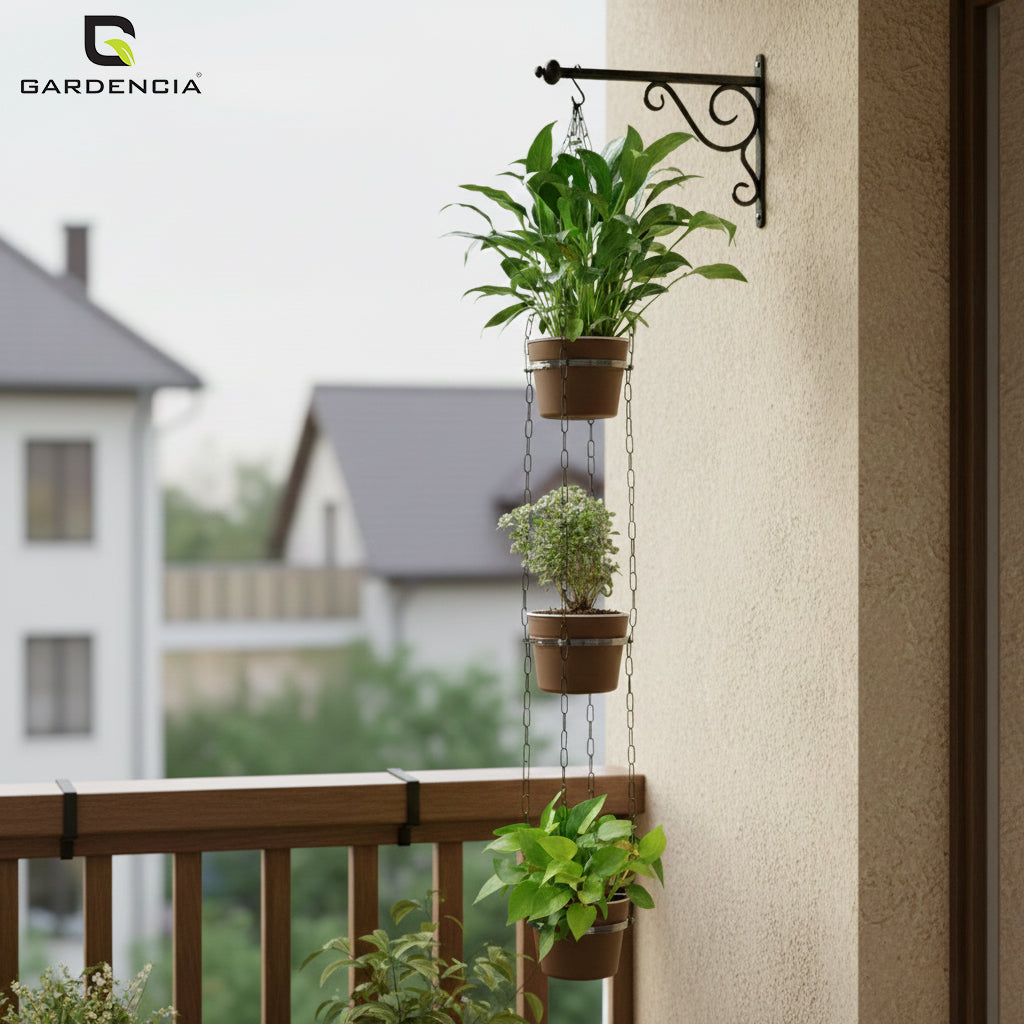 GARDENCIA Cube Self Watering Pot 6 Inch with Hanging Chain Modern Hanging Planter for Indoor & Outdoor Plants, Durable Plastic Pot Ideal for Balcony, Home & Office Decor