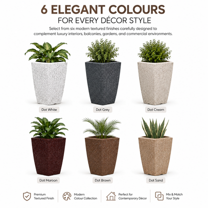 GARDENCIA ROTO MOCHA Pot – Long Square Planter with Dot Finish Colour