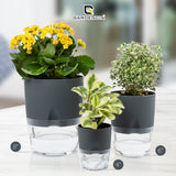 Gardencia Lobello 4/6/8 Inch Self Watering Plastic Flower Pot Cotton Rope Watering Small Plant Pot - Indoor Planters for Home Decor, Living Room, Kitchen, Bedroom, Office Desk, Gifting - Plants Not Included