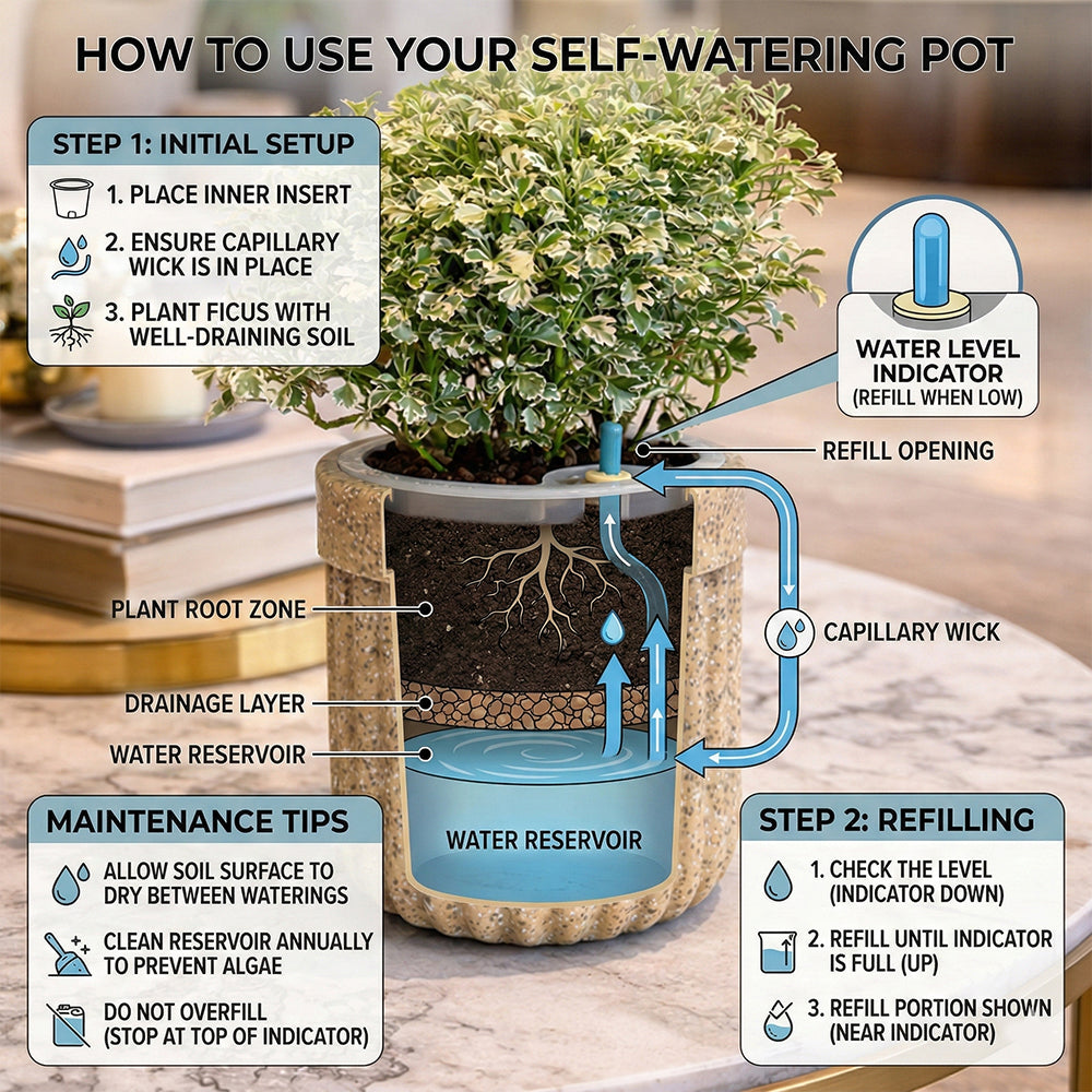 GARDENCIA Roto Tiny 04 Round Self Watering Planter Pot 6"