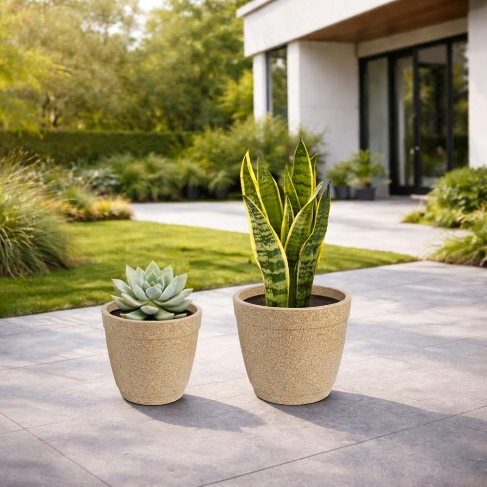 GARDENCIA Roto Candy Pot Combo - 9"x8"/ 11"X10"  Round Planter Pot with Drainage Plug, UV Resistant, Lightweight Pot for Indoor & Outdoor Gardening wit Dot Finish Colour Planter for Home, Garden, Balcony, Patio & Terrace