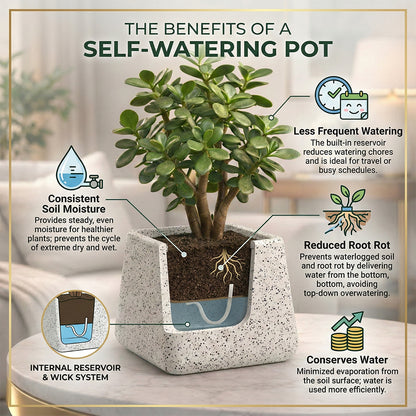 GARDENCIA Roto Tiny 05 Self Watering Square Planter Pot 6"