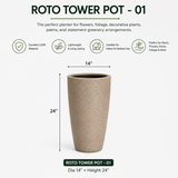 GARDENCIA Roto Tower Long Round Planter Pot –  with Dot Finish Color