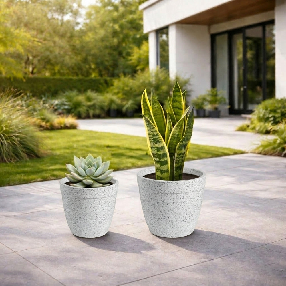 GARDENCIA Roto Candy Pot Combo - 9"x8"/ 11"X10"  Round Planter Pot with Drainage Plug, UV Resistant, Lightweight Pot for Indoor & Outdoor Gardening wit Dot Finish Colour Planter for Home, Garden, Balcony, Patio & Terrace