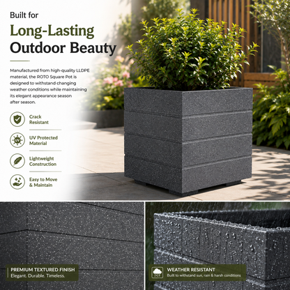 GARDENCIA ROTO SQUARE Pot Combo – Square Planter with Dot Finish Colour