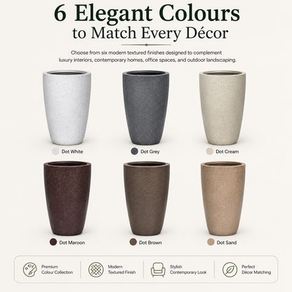 GARDENCIA Roto Tower Long Round Planter Pot –  with Dot Finish Color