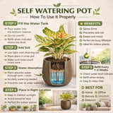 GARDENCIA Roto Tiny 01 Self Watering Round Planter Pot 7"