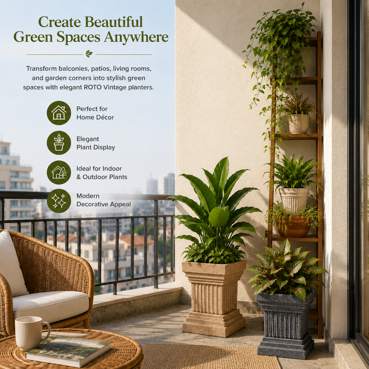 Roto Vintage 01 Self Watering Square Planter